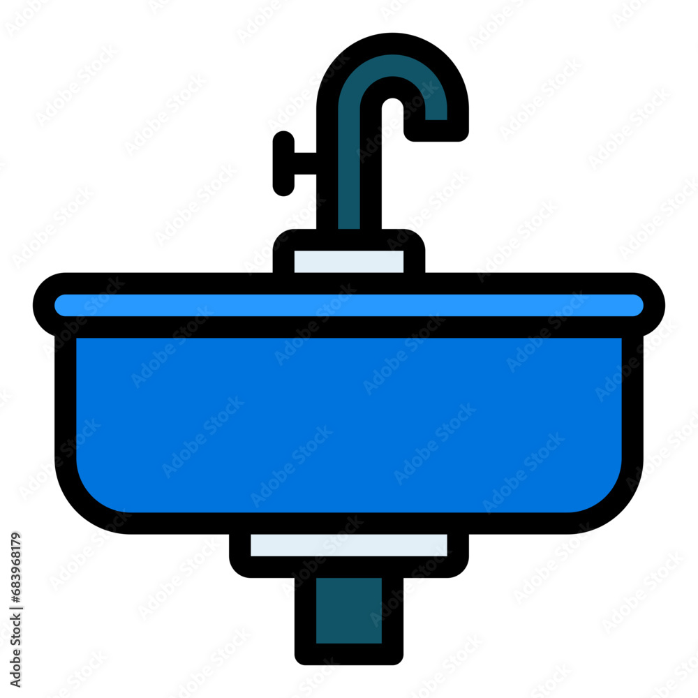 washbasin sink colorful filled line icon washbasin sink colorful filled line icon