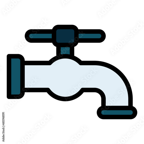 water tap colorful filled line icon
