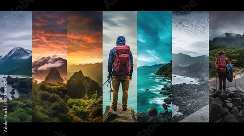 Photographs illustrating epic adventures, explorations, and discoveries in awe-inspiring landscapes, showcasing the thrill and beauty of adventure travel in a realistic style. photo