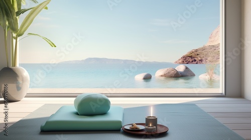 Photographs portraying serene spa retreats  yoga practices  and mental well-being in a tranquil setting  emphasizing balanced and healthy living through meditation and yoga.