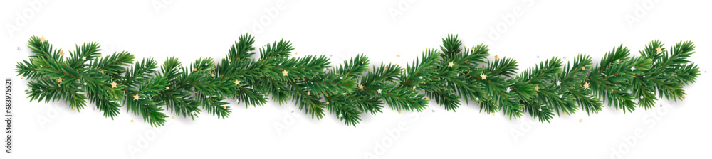 Christmas tree garland on transparent background. Holiday fir tree ...