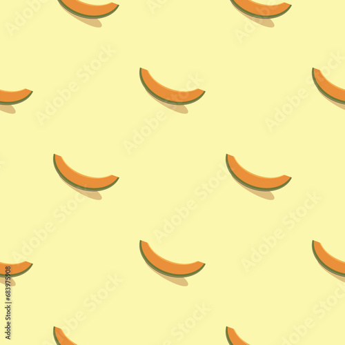 Melon seamless pattern. Vegan organic eco fruit background. vector illustration