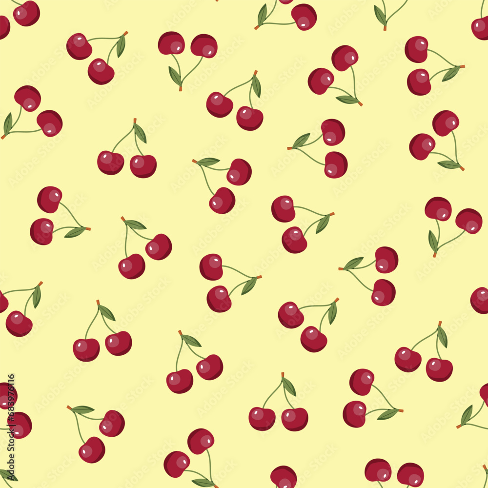 Cherry seamless pattern. Vegan organic eco fruit background. vector illustration Cherry seamless pattern. Vegan organic eco fruit background. vector illustration