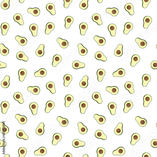 Avocado seamless pattern. Vegan organic eco fruit background. vector illustration.