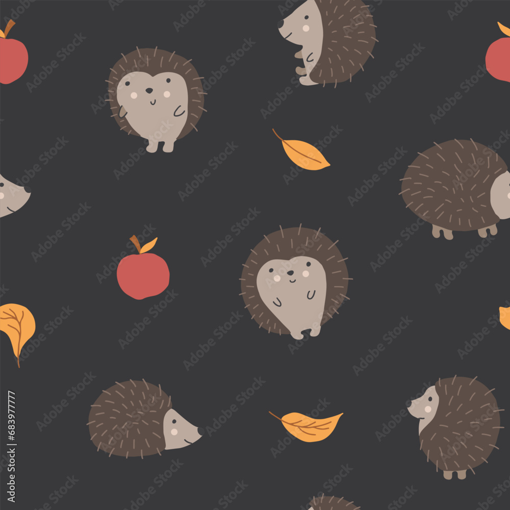 Cute Hedgehog Seamless Pattern, Cartoon animal background vector Illustration Cute Hedgehog Seamless Pattern, Cartoon animal background vector Illustration