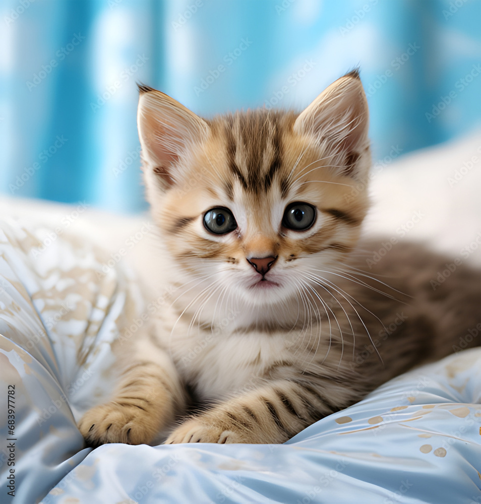 Naklejka premium cat on the bed ai generative