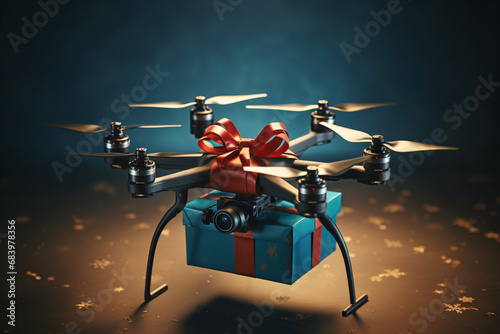 Drone carrying a Christmas present