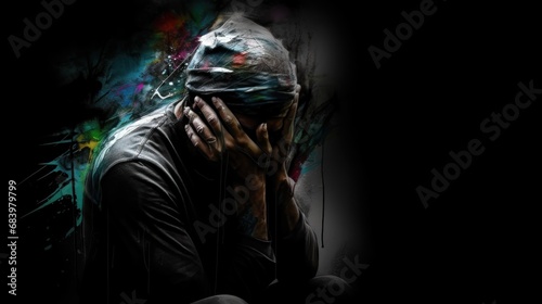 Depressed man concept. Mental Diseases Concept. Mental Problems. Loneliness.