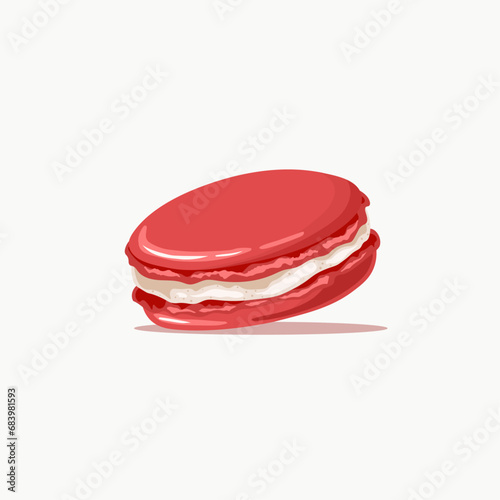 Hand drawn macaroon illustration. Sweet bakery art. Colourful and yummy cookie on white background