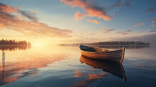 a boat sits on the water