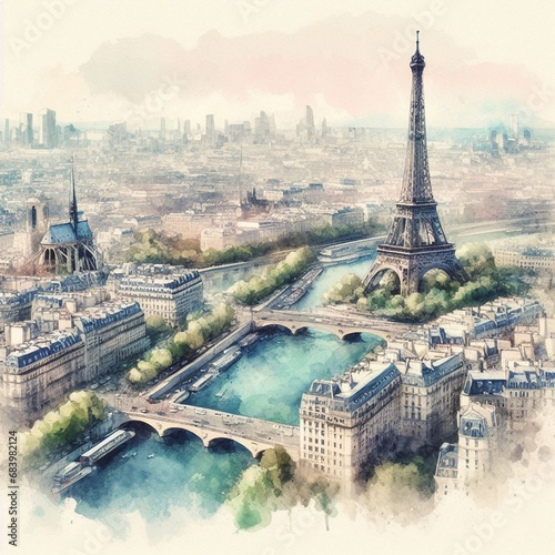 city of Paris watercolor