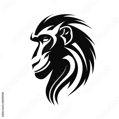 Black mandrill monkey silhouette