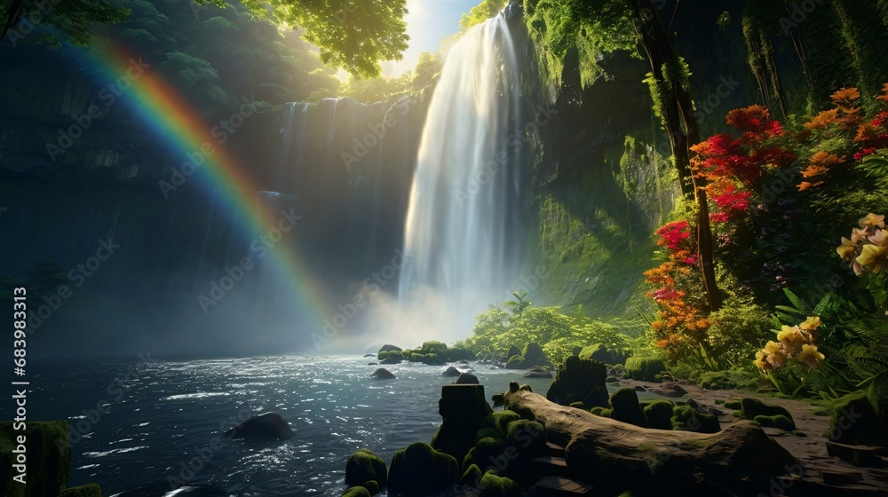 a waterfall over a rocky cliff