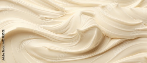 Vanilla flavor gelato - full frame background banner detail. Close up of a beige surface texture of vanilla Ice cream. photo