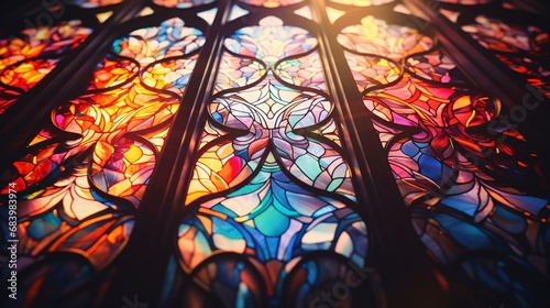 a close-up of a stained glass window