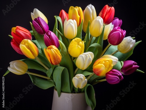 Unveiling the Vibrant Beauty of Tulips: A Splash of Color! Generative AI