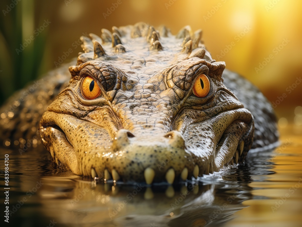 Fototapeta premium Monstrous Gator: A Stunning Capture of an Alligator Relaxing in Its Natural Habitat Generative AI