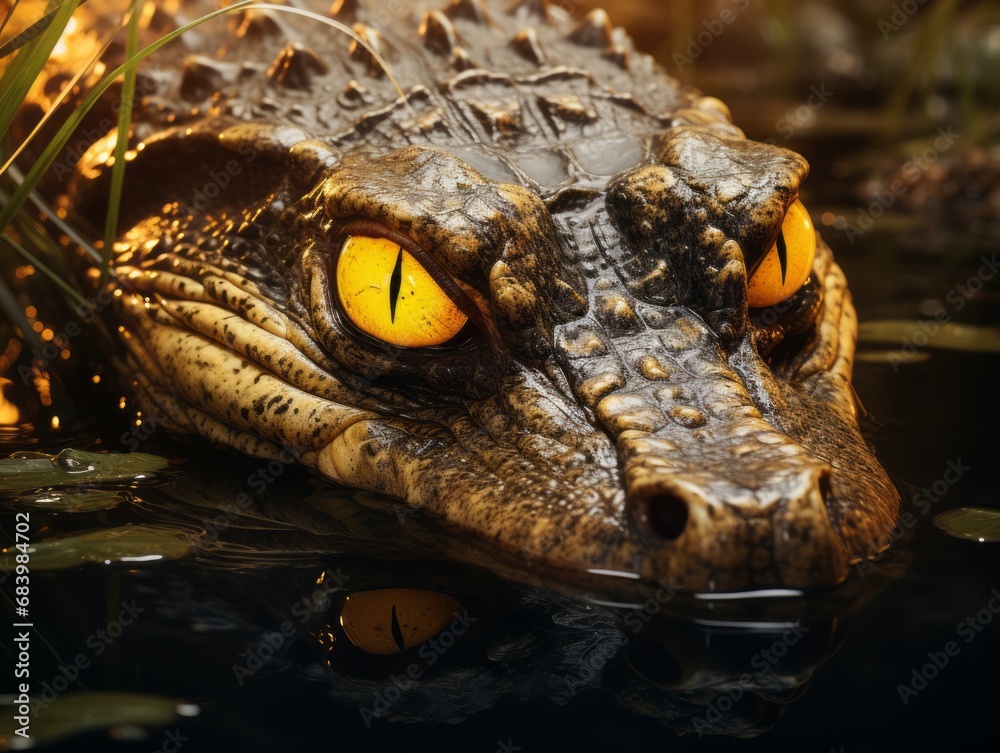 Mesmerizing Sight: Giant Alligator Calmly Resting in Tranquil Waters - Must See! Generative AI Mesmerizing Sight: Giant Alligator Calmly Resting in Tranquil Waters - Must See! Generative AI