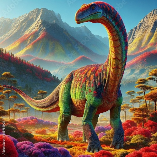 Dinosaur in a colorful world