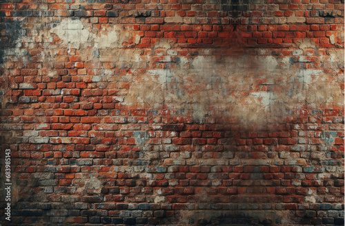 Dirty old red brick wall. Copy space for text, advertising, message, logo