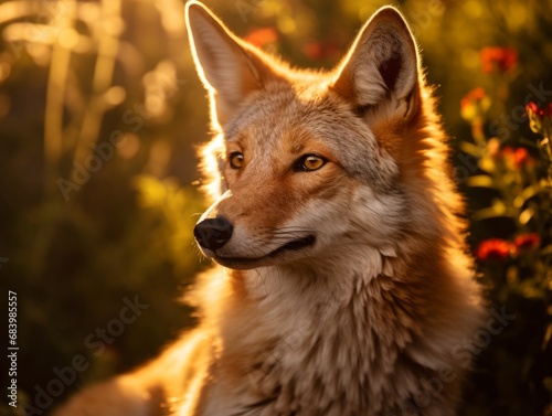 Spectacular Sunlit Coyote  Nature s Beauty Unveiled in HD Imagery Generative AI