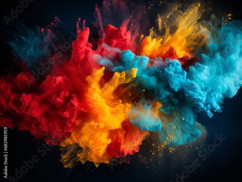 Explosive Artistry: Unleashing Vivid Colors against the Black Canvas Generative AI