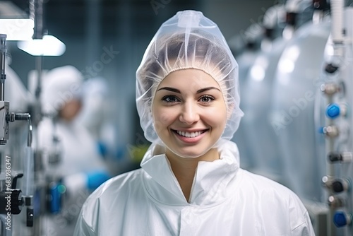 A young female healthcare professional wearing a mask and protective gear in a clinical laboratory, focusing on disease prevention and treatment during an epidemic.