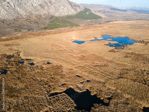 Aerial Autumn view of Dragoman marsh, Bulgaria photo