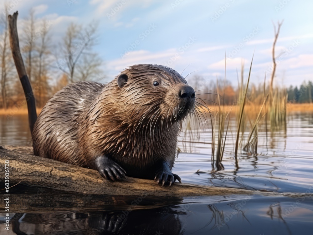 Mesmerizing View: A Beavers' Paradise in a Scenic Lake Setting Generative AI Mesmerizing View: A Beavers' Paradise in a Scenic Lake Setting Generative AI