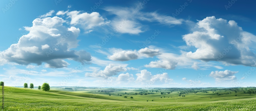 In the vast expanse of nature, lush green grass carpets the land, where plants thrive in harmony with the environment, creating a breathtakingly beautiful scenery. In the vast expanse of nature, lush green grass carpets the land, where plants thrive in harmony with the environment, creating a breathtakingly beautiful scenery.