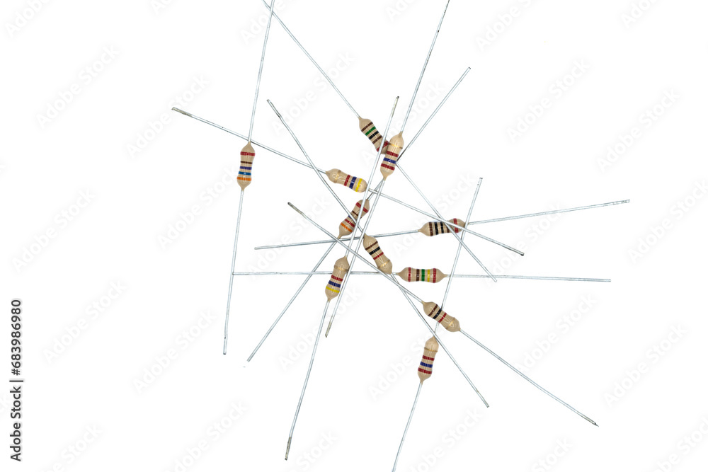 heap of resistors isolated on white bacground view from above heap of resistors isolated on white bacground view from above