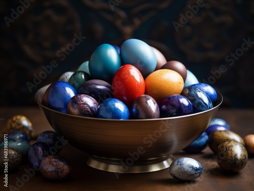 Uncover the Vibrant Secret of These Multi-Colored Eggs - Perfect Centerpiece for Any Table! Generative AI