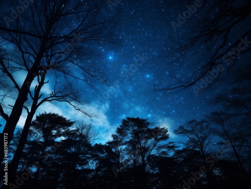 Stargazing Paradise: An Enchanting View of the Milky Way above Lush Forest Generative AI