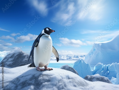 Majestic Penguin: Master of Snow-Capped Peaks Generative AI