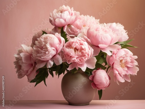 Charming Display of Light Pink Peonies: Perfect Backdrop for Unforgettable Memories Generative AI © monsifdx