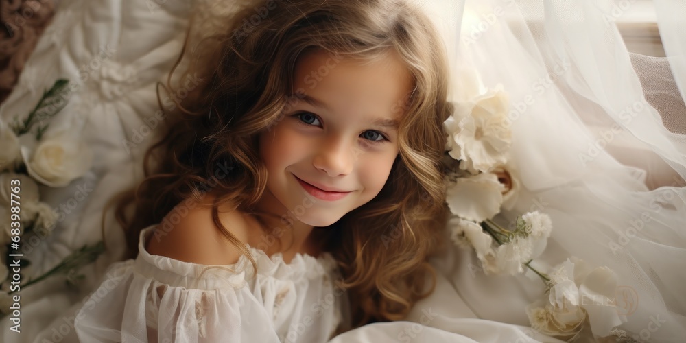 the child's smile is beautiful, in the style of dreamy and romantic compositions, generative AI the child's smile is beautiful, in the style of dreamy and romantic compositions, generative AI