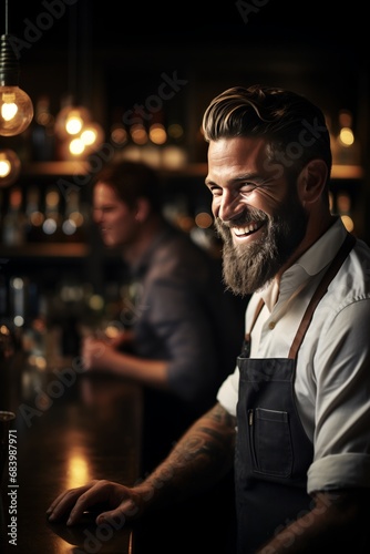 Smiling barman