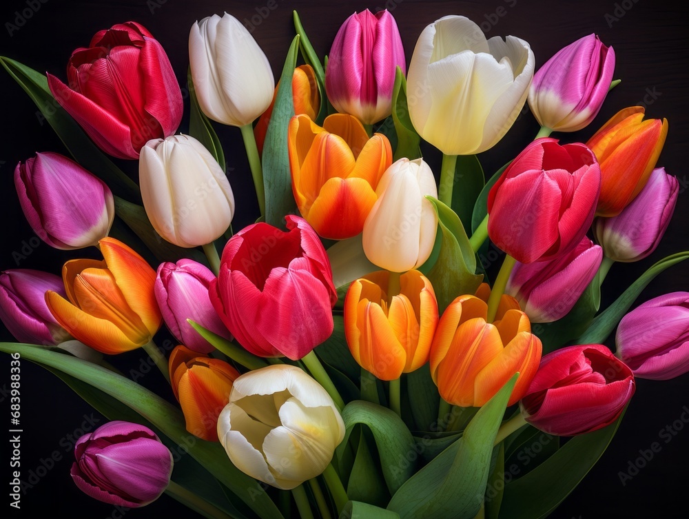 Vibrant Burst of Colors: Dive into a Wonderland of Red, White, Yellow, and Pink Tulips! Generative AI Vibrant Burst of Colors: Dive into a Wonderland of Red, White, Yellow, and Pink Tulips! Generative AI