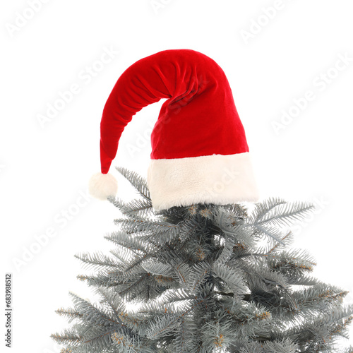 Red santa hat on top of a c...