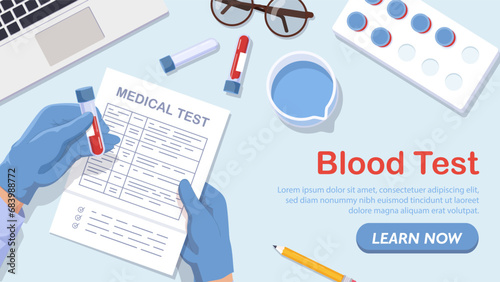 Blood test workspace vector concept
