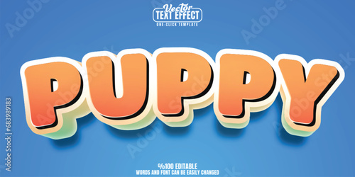 Puppy editable text effect, customizable animated and wildlife 3D font style