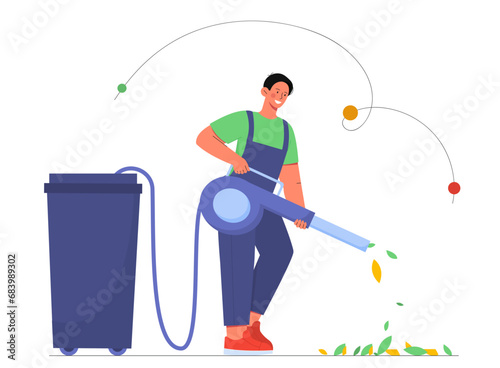 Cleaning leaves vector concept