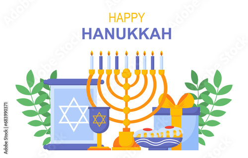 Happy hanukkah vector poster