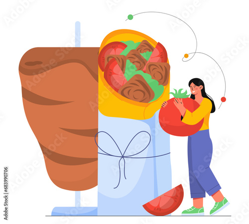 Kebab with tomato vector concept