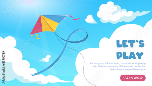 Kite banner lets play vector
