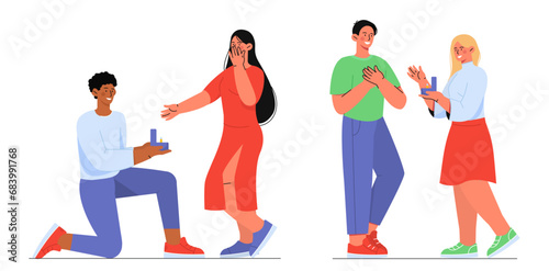 Wedding proposal vector set