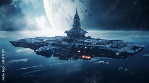 Fototapeta Naklejka Na Ścianę i Meble -  Battleship in outer space