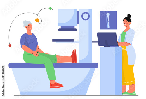 Patient at X ray vector concept