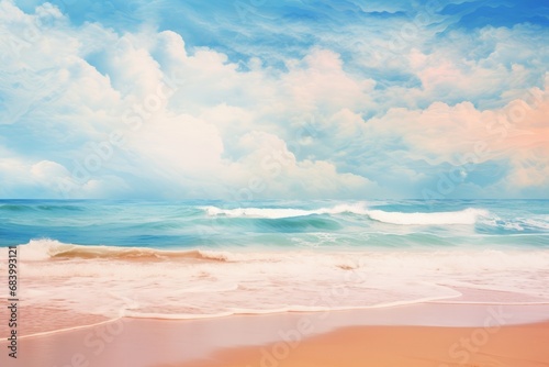 Unveiling the Majesty: Captivating Ocean Waves Meeting a Pristine Sandy Beach Generative AI