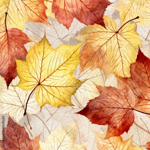 Vibrant Autumn Splendor: Exquisite Seamless Leaf Pattern Design Generative AI